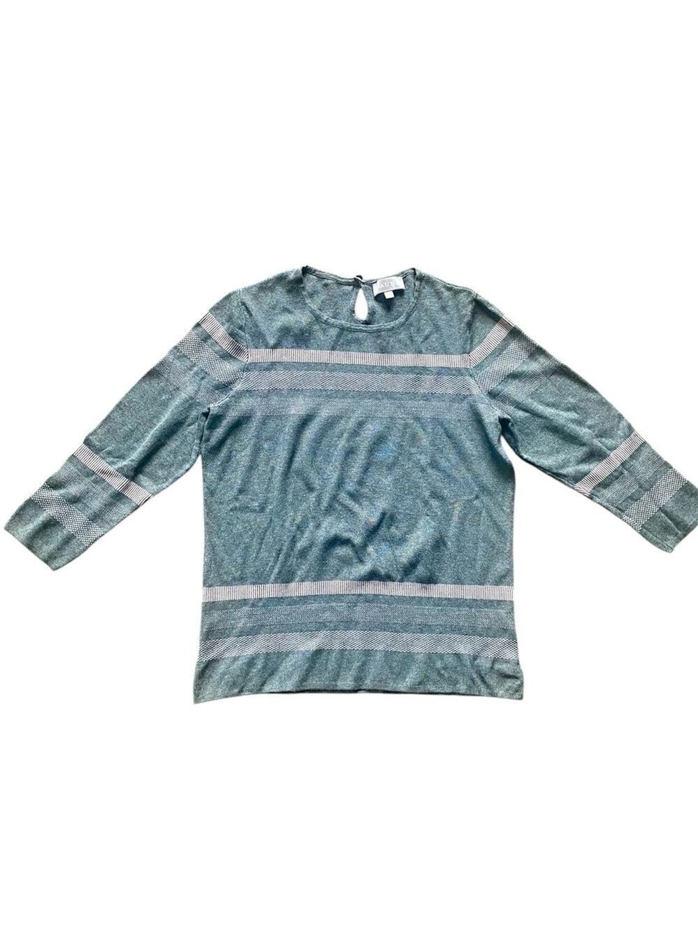 Laura Gray Pink Striped Knit Sweater Small